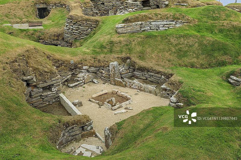 苏格兰奥克尼群岛的斯卡拉布雷新石器时代遗址图片素材