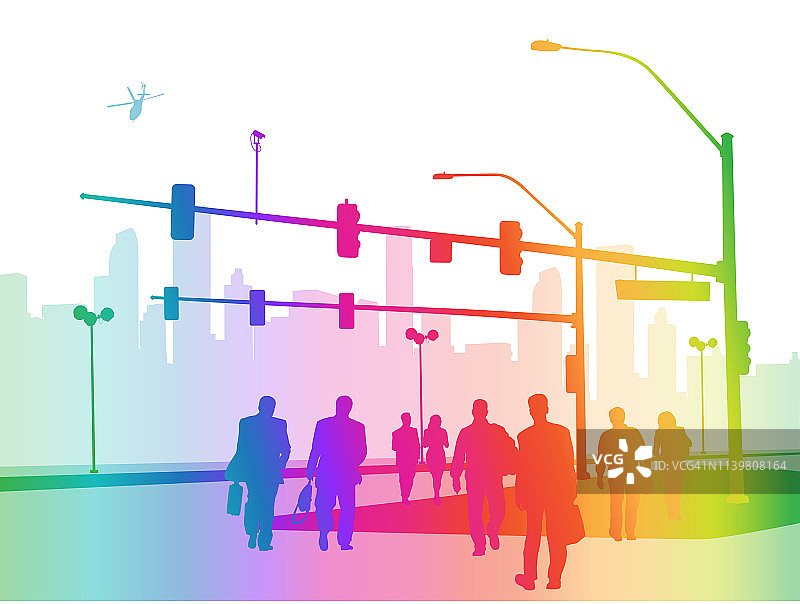 大城市商业彩虹图片素材