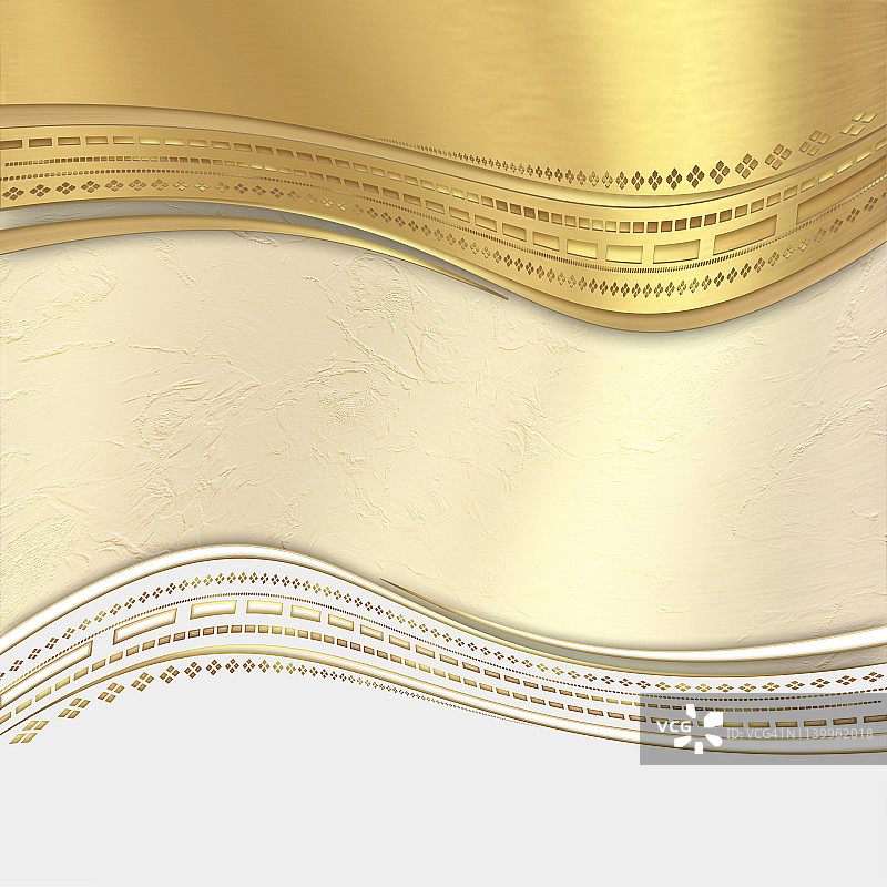 金色、米色和白色节日背景，带有装饰线条和文本位置图片素材