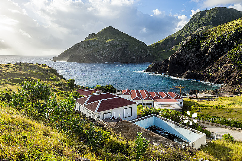 加勒比海，荷属安的列斯群岛，萨巴岛，海湾景观图片素材