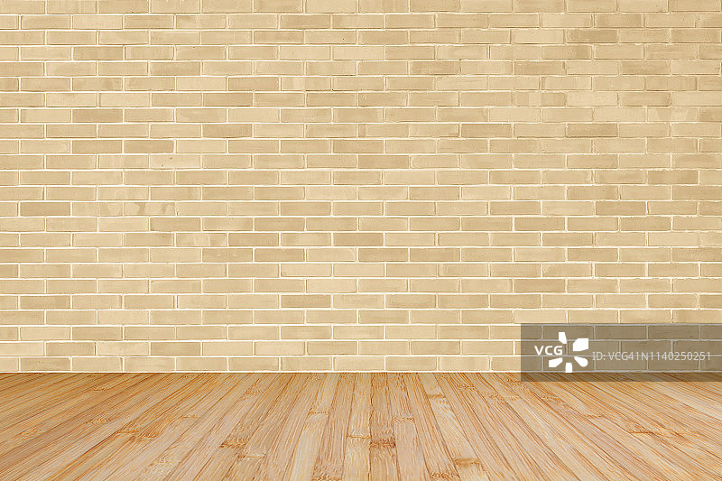 浅黄棕色砖墙与木地板图片素材