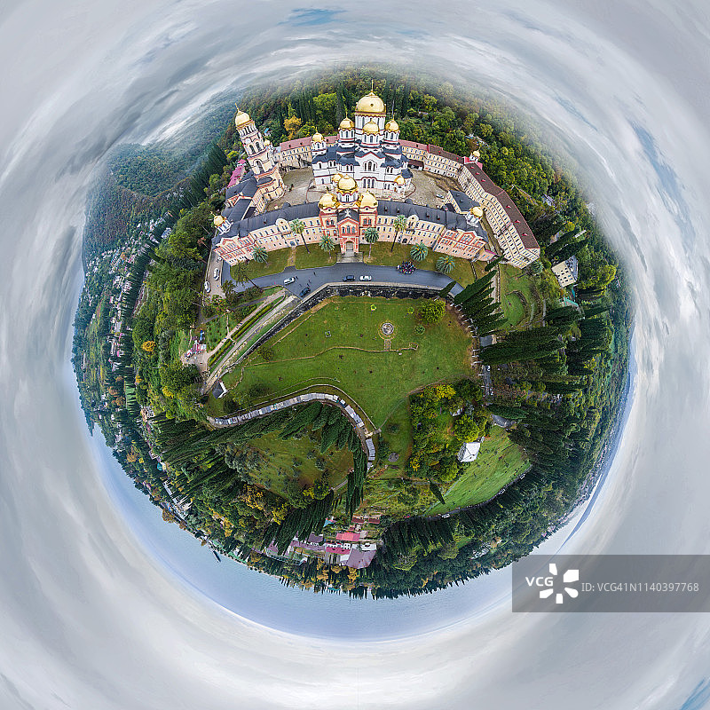 阿布哈兹新阿索斯修道院全景航拍图片素材
