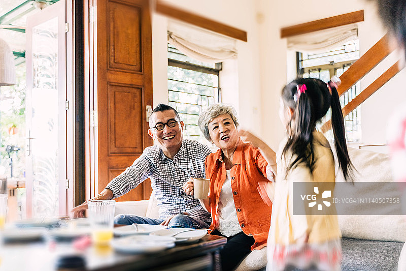 与祖父母共度的快乐童年回忆图片素材