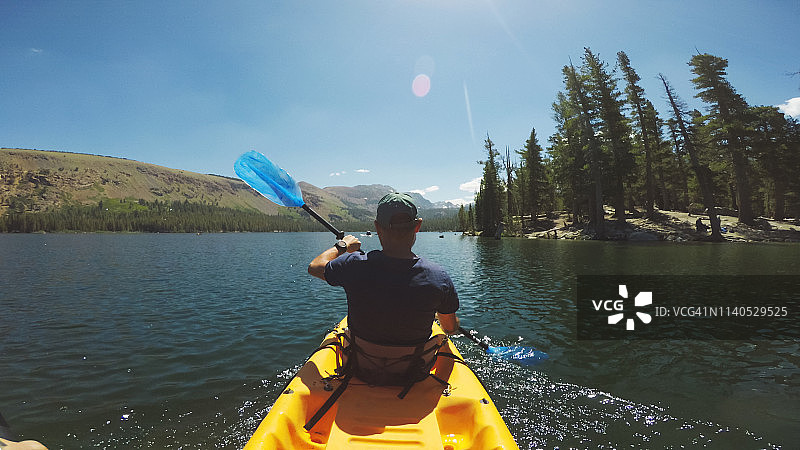 湖上休闲皮划艇第一人称视角图片素材