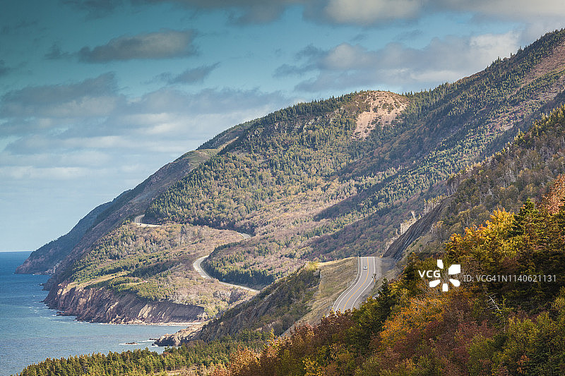 加拿大新斯科舍省卡伯特海峡布雷顿角高地国家公园沿海公路6号图片素材