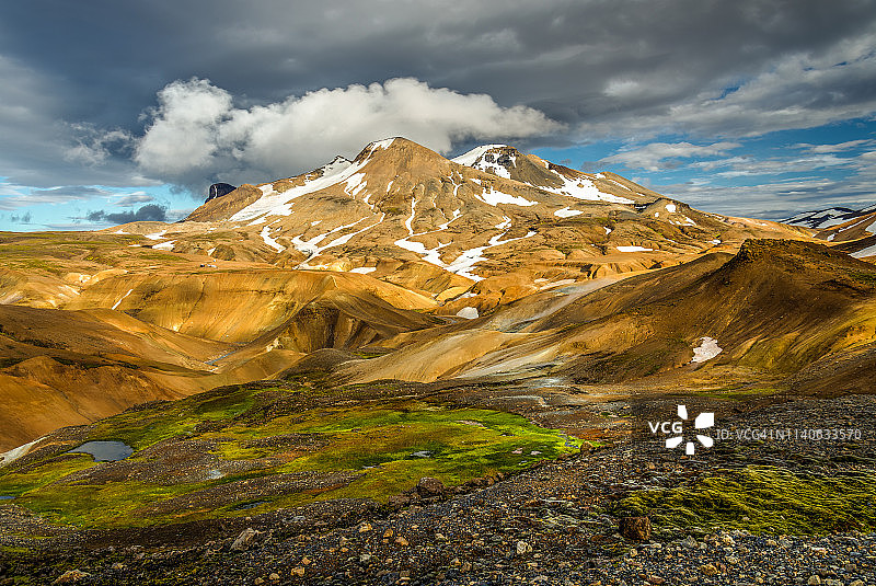 凯尔灵加山脉日落金光岩石美景图片素材