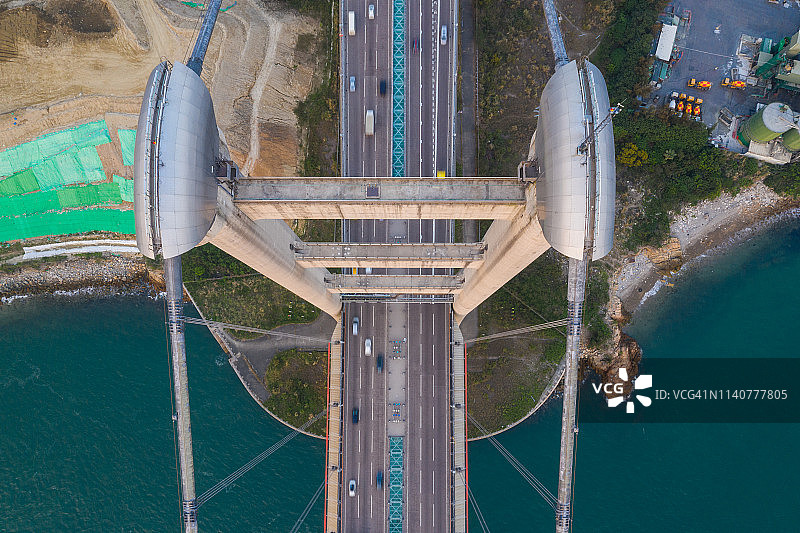 香港青马大桥航拍日景，马湾图片素材