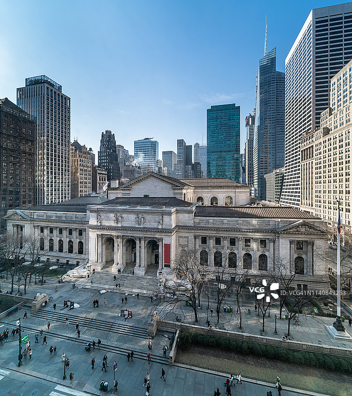 第五大道上的纽约公共图书馆图片素材