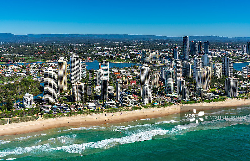 黄金海岸冲浪者天堂QLD澳大利亚航空照片图片素材