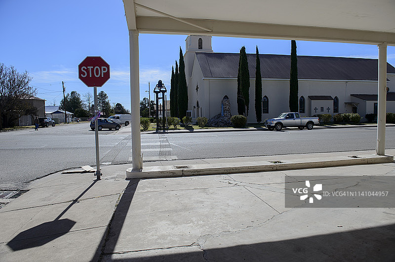 美国德克萨斯州马尔法的停止标志图片素材