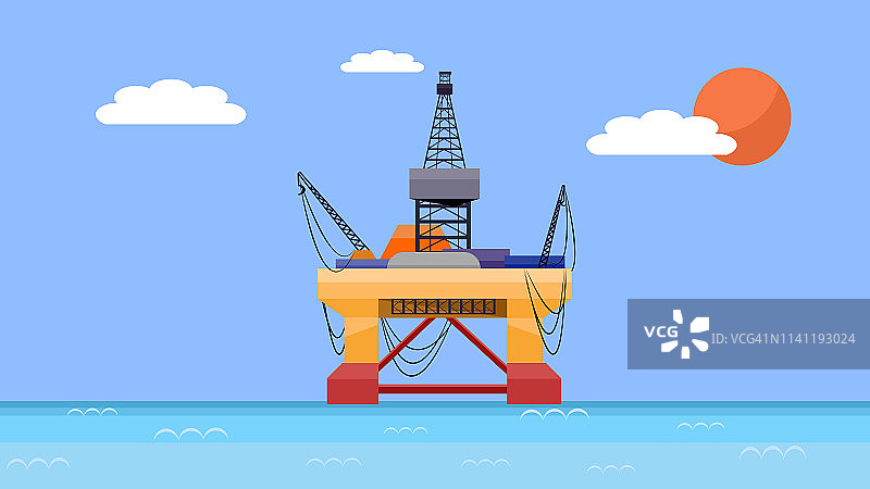 半潜式钻井平台，适用于在北海等深水区钻井图片素材