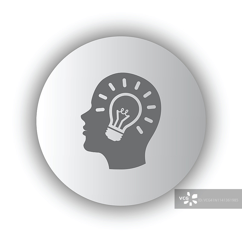 灰色背景上的灯泡图标人头图片素材