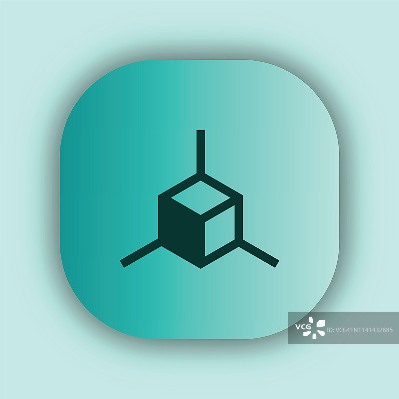 扁平线条设计风格：现代矢量3D扫描仪图标图片素材