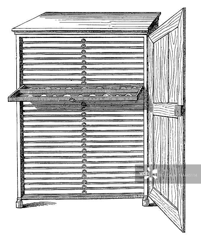 带有海豹收藏盒的柜子图片素材