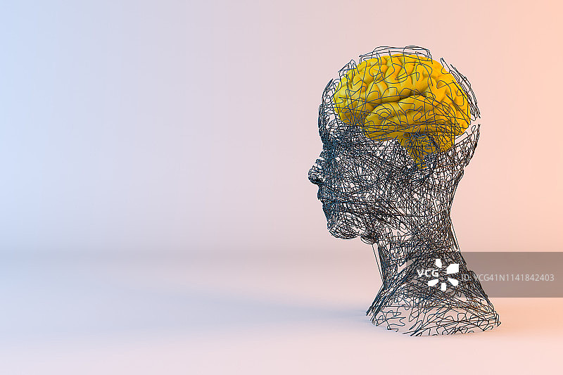 大脑，人工智能概念，有线形状的电子人图片素材