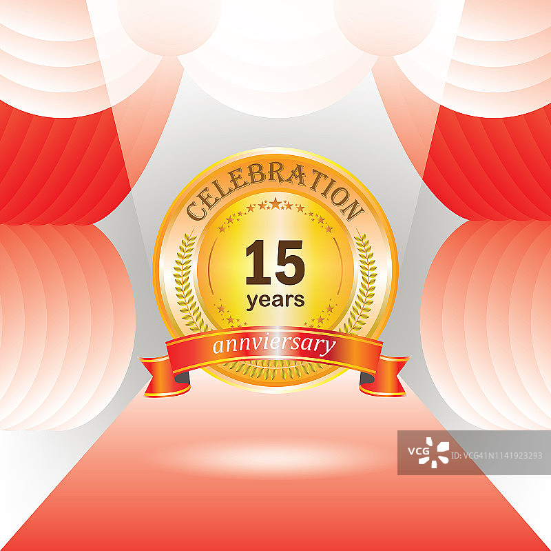 15周年庆典与幕布背景图片素材