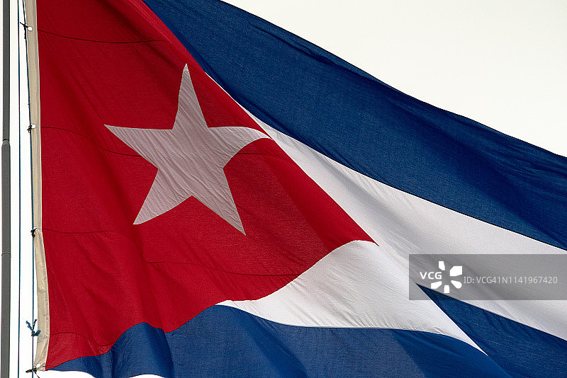 古巴圣克拉拉的古巴国旗特写图片素材