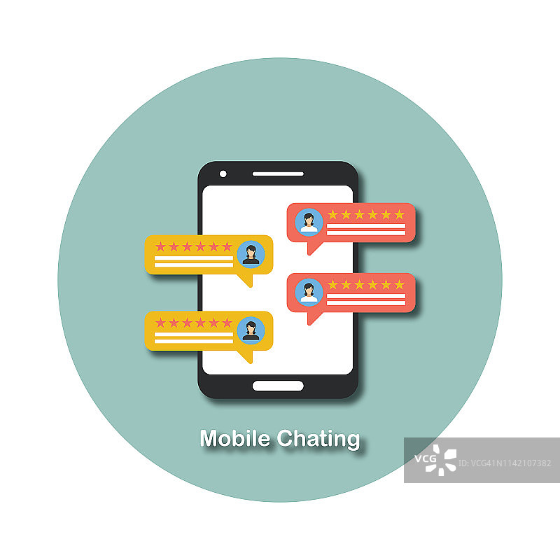 在智能手机上聊天和发消息的概念图片素材