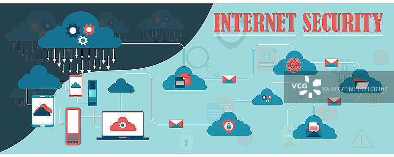 电脑安全与数据保护概念插画图片素材