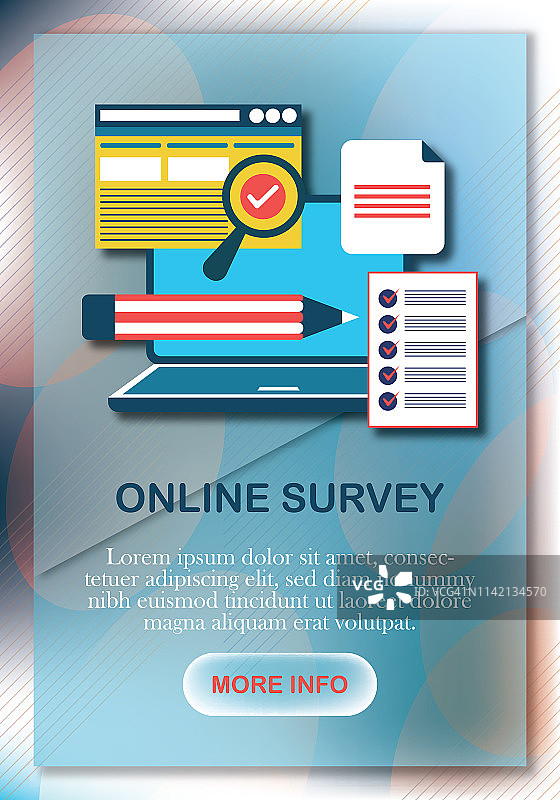 笔记本电脑上的在线表单调查矢量图，人们在电脑上工作图片素材