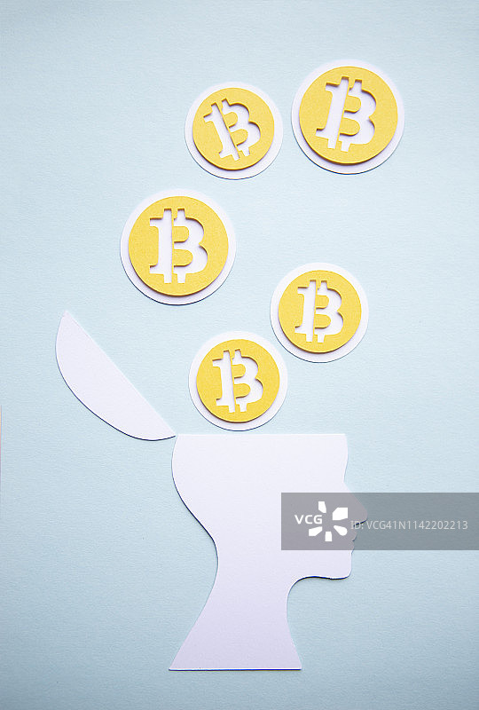 比特币从纸质头像中涌出图片素材