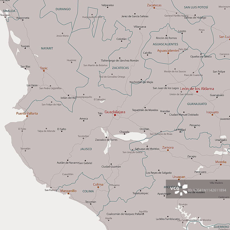 墨西哥瓜达拉哈拉地区矢量地图图片素材