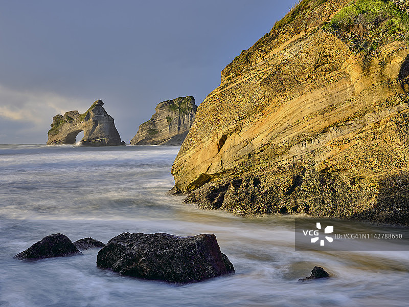 新西兰南岛瓦拉里基海滩风光图片素材