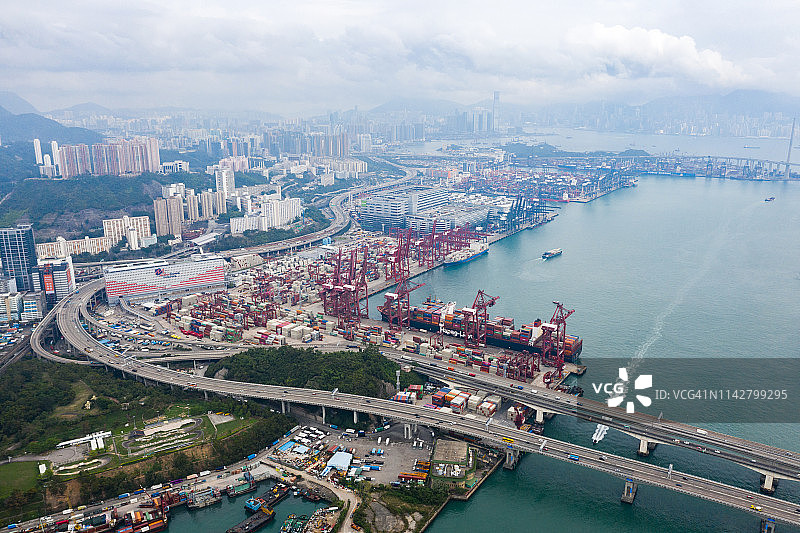 香港青衣货柜码头图片素材