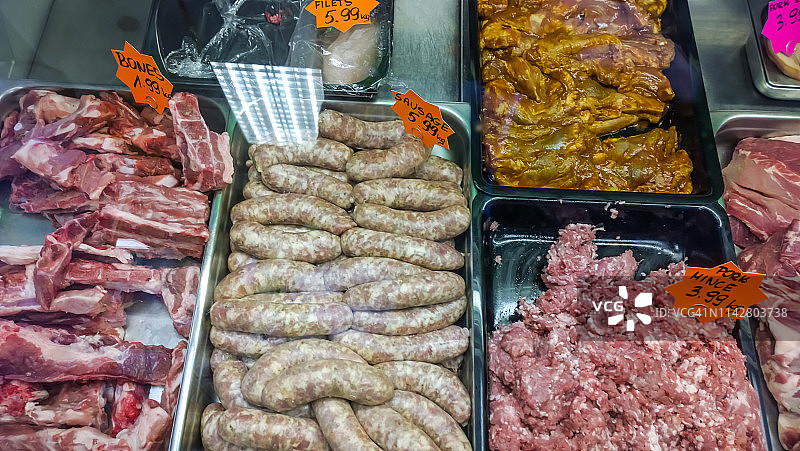肉店出售的肉类特写图片素材