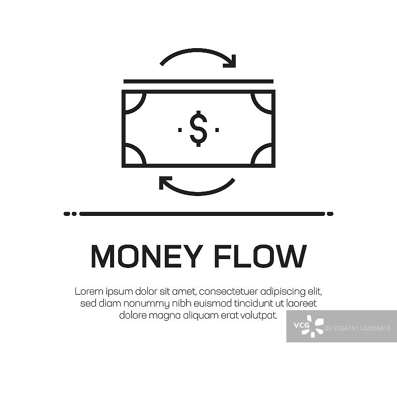 资金流向矢量线性图标 - 简约细线条，优质设计元素图片素材