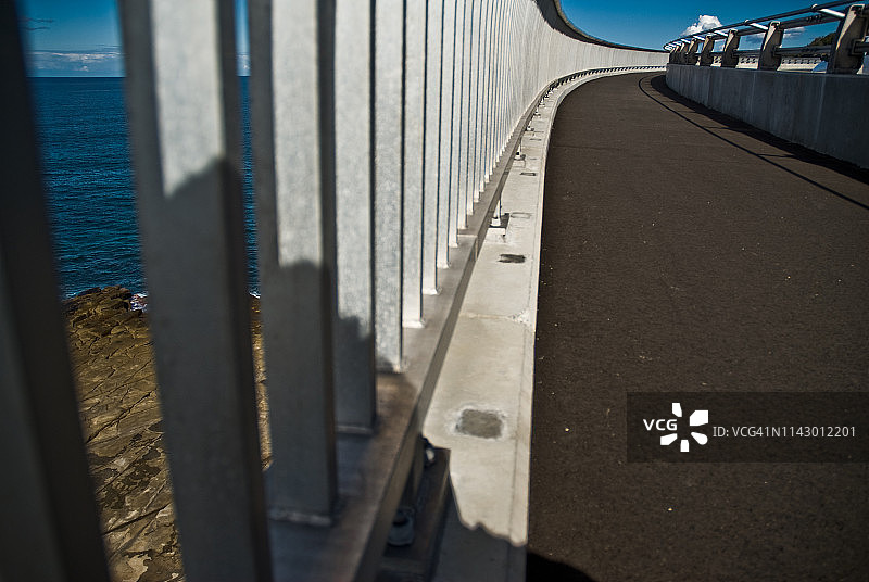 从海崖大桥栏杆处看海景细节图片素材