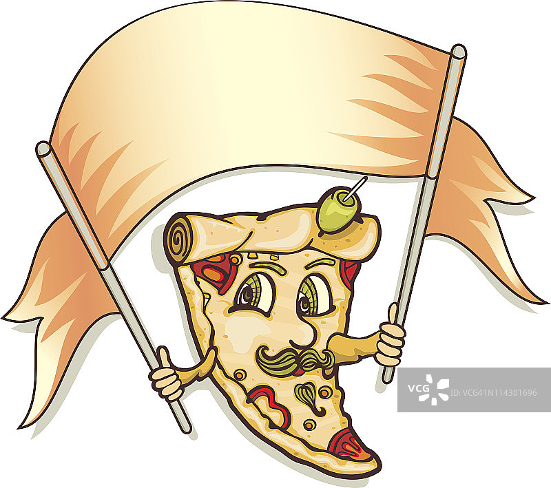 带旗帜的披萨切块图片素材