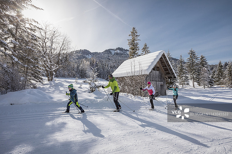 冬季越野滑雪团体图片素材