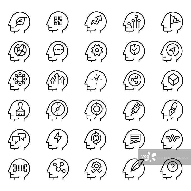 人类思维图标集图片素材