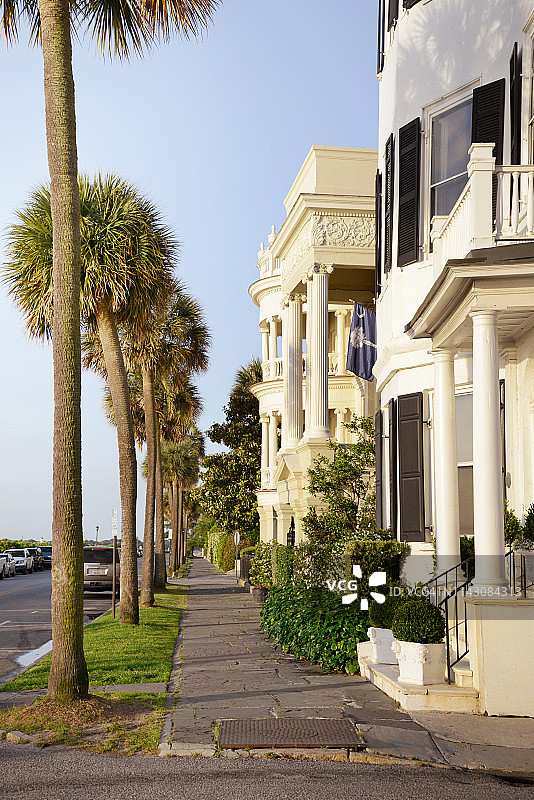 南卡罗来纳州查尔斯顿炮台的历史住宅图片素材