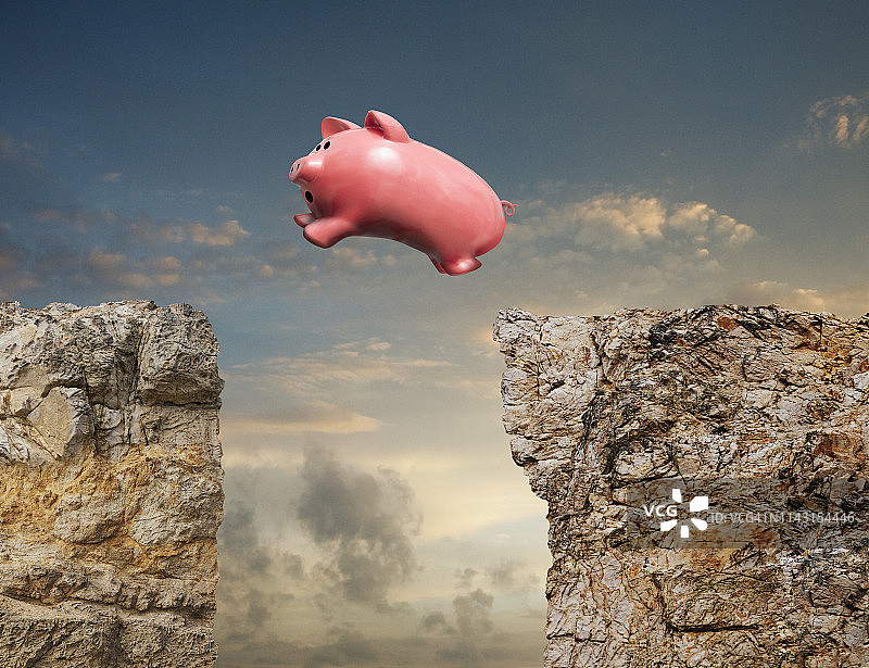 飞跃的小猪存钱罐图片素材