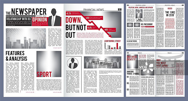 杂志模板宣传册页面布局封面照片和文本区域矢量设计模型图片素材