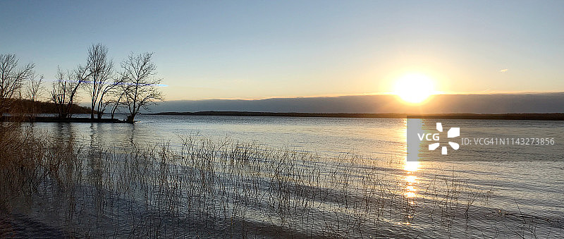 创意简报：河流上的自然与野生动物黎明图片素材