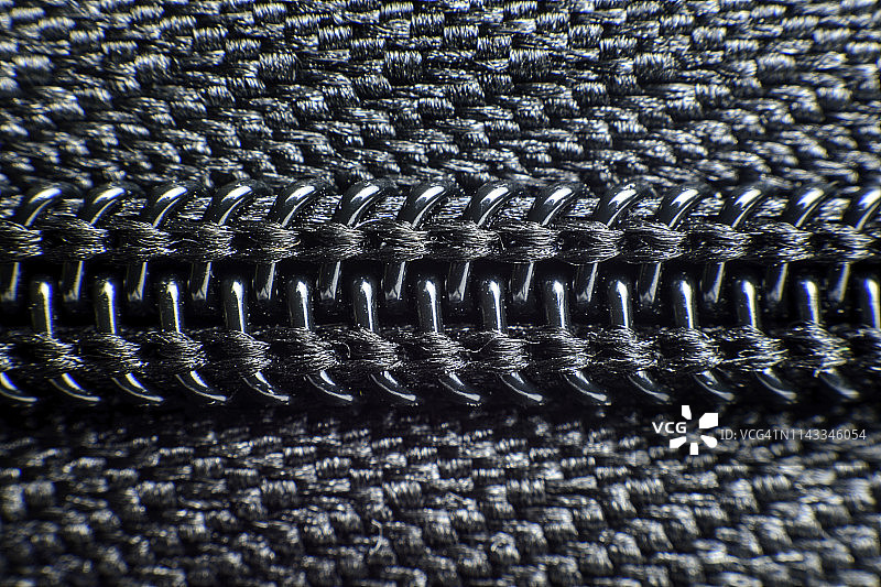 黑色塑料拉链特写图片素材