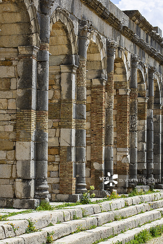 摩洛哥沃吕比利斯古罗马墙壁遗址图片素材