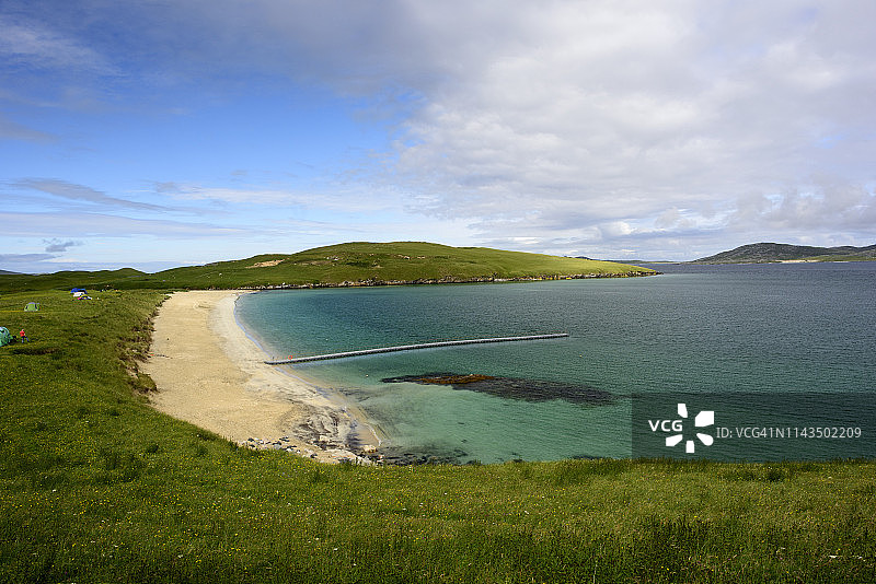苏格兰哈里斯岛塞勒博斯特海滩露营图片素材