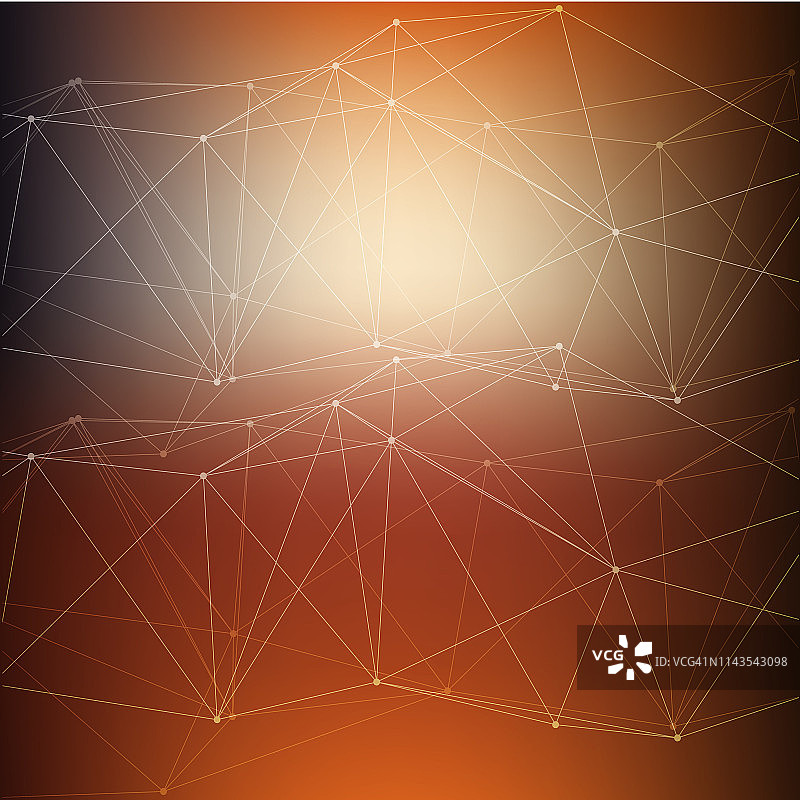 带有连接点和线的抽象多边形空间背景 - 插图图片素材