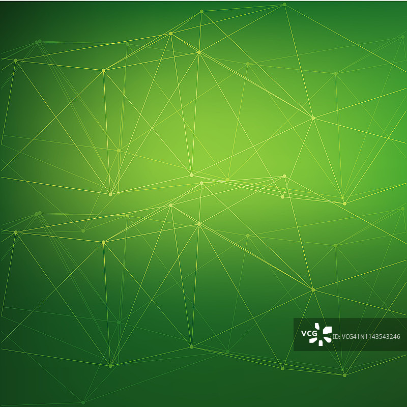 带有连接点和线的抽象多边形空间背景 - 插图图片素材