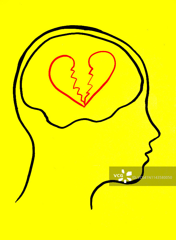 头脑中的想法概念艺术：关于爱情的思考图片素材