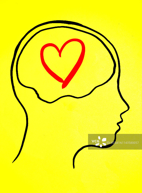 头脑中的想法概念艺术：关于爱情的思考图片素材