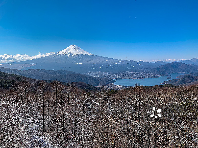 三月富士山和河口湖图片素材