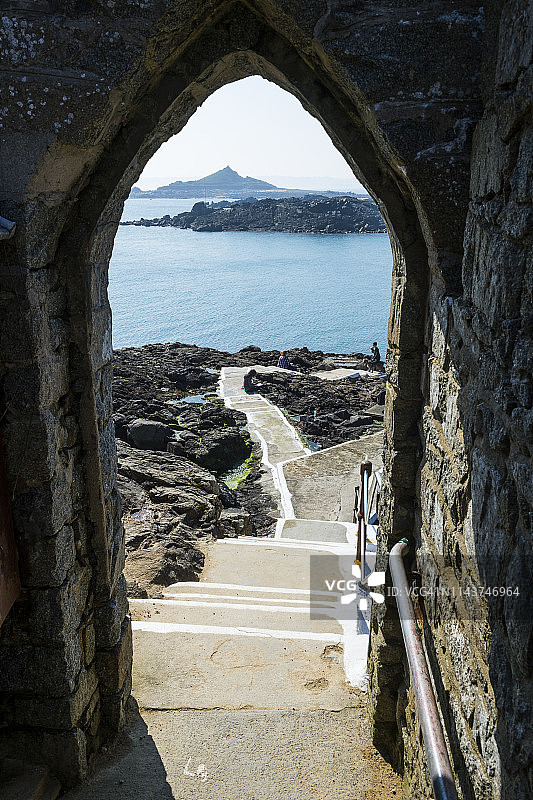 英国、海峡群岛、赫姆岛、登陆港图片素材