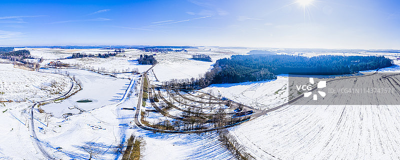 德国巴登-符腾堡州，艾希斯特鲁特水库鸟瞰图片素材
