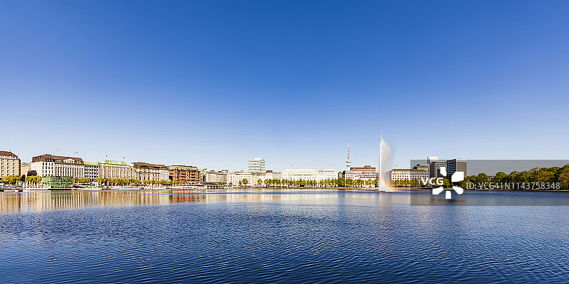 德国汉堡：内阿尔斯特湖的城市风光图片素材