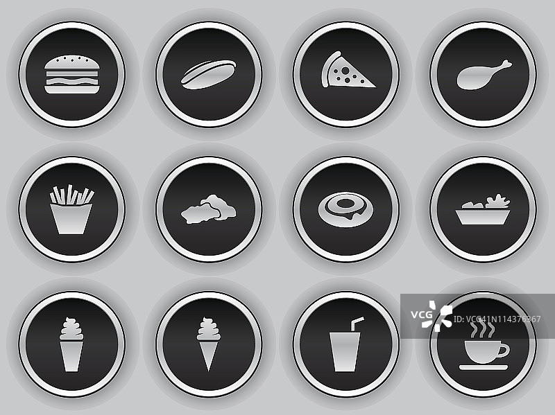 黑色按钮风格 - 快餐图标图片素材